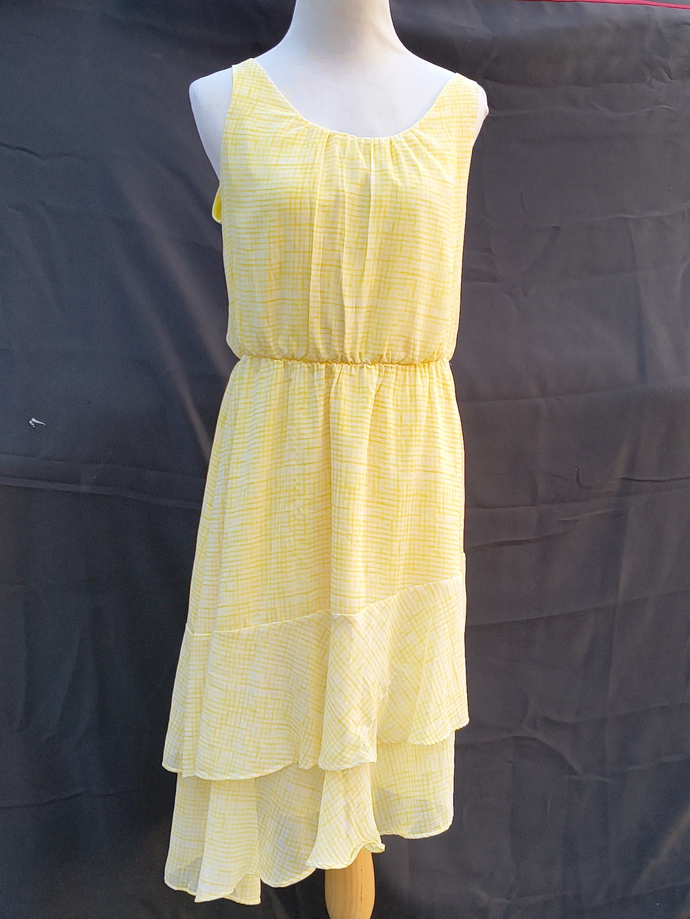 a new day Yellow Tiered High-Low Sleeveless Dress with Scoop Neck